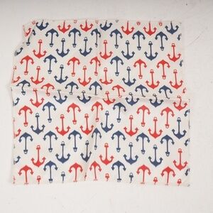 Unbranded White with Blue‎ and Red Anchor Pattern Pocket Square